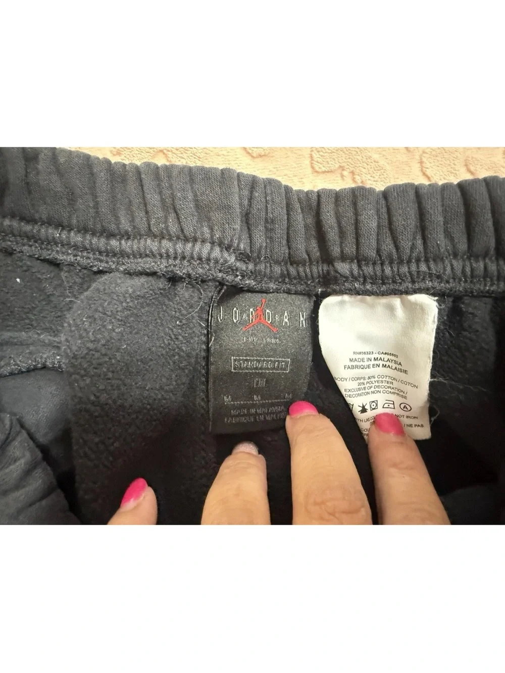 Air Jordan Men’s Black/Pink Jogger Sweatpants! Medium 32x30